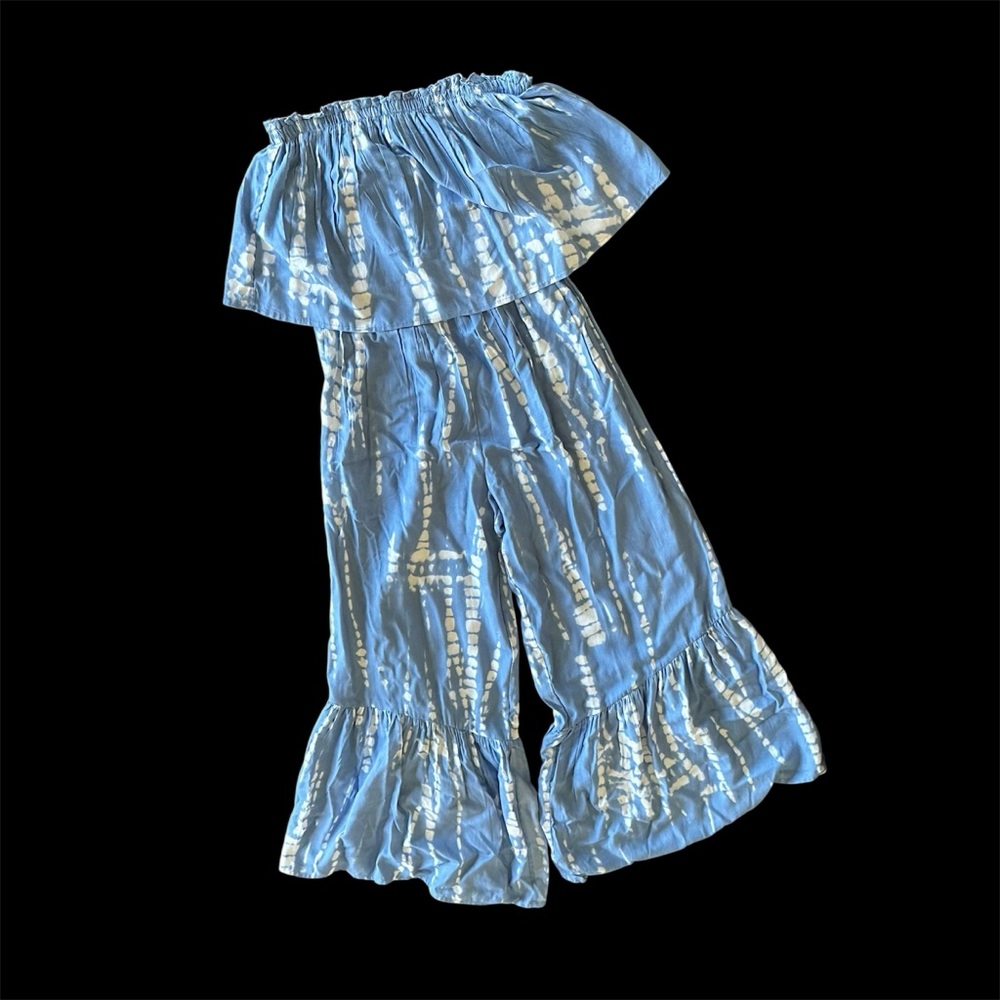Japna Blue Smocked Off-Shoulder Top Small
